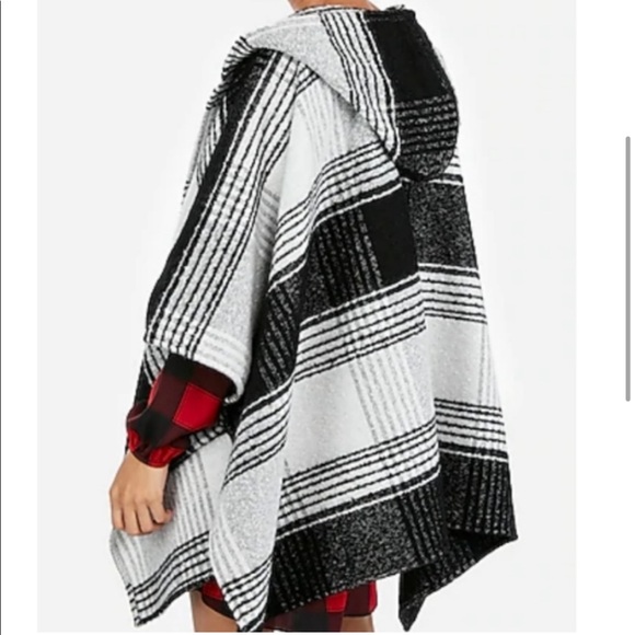 Express Plaid Hooded Poncho - Picture 4 of 14